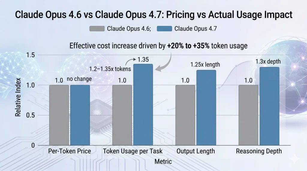 claude opus 4.6 vs claude opus 4.7 pricing vs actual usage impact