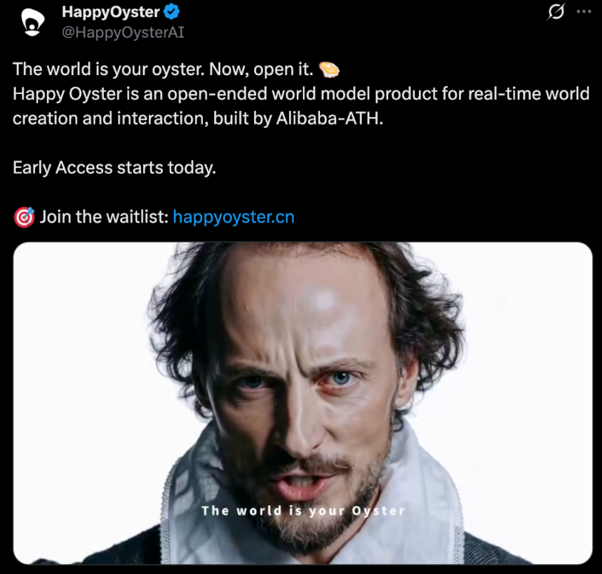 Happy Oyster is an open-ended world model product