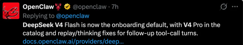 DeepSeek V4 Becomes OpenClaw’s Default Model Starting Today 2